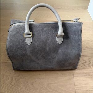 Clare V Sandrine Grey Suede Handbag